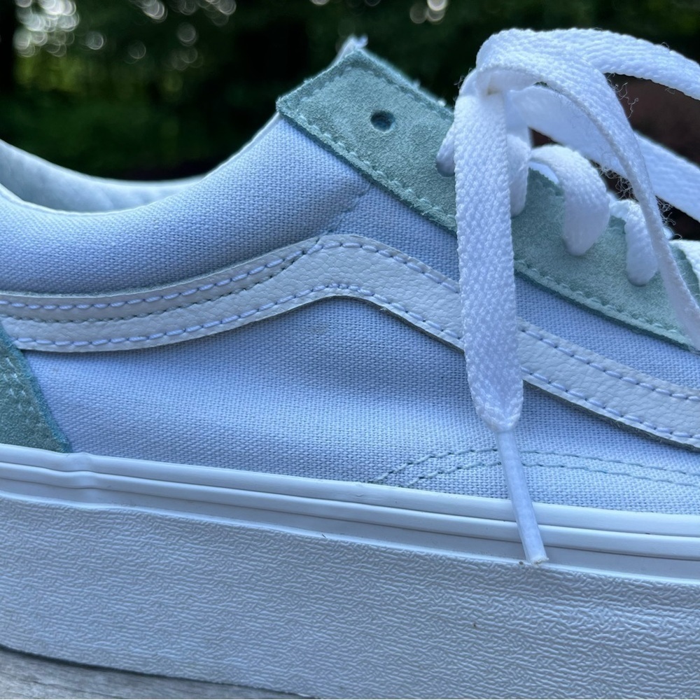 Vans Old Skool Stackform Soft Suede Side Stripe Baby Blue & White Shoes Sz 7.5 - Picture 4 of 16